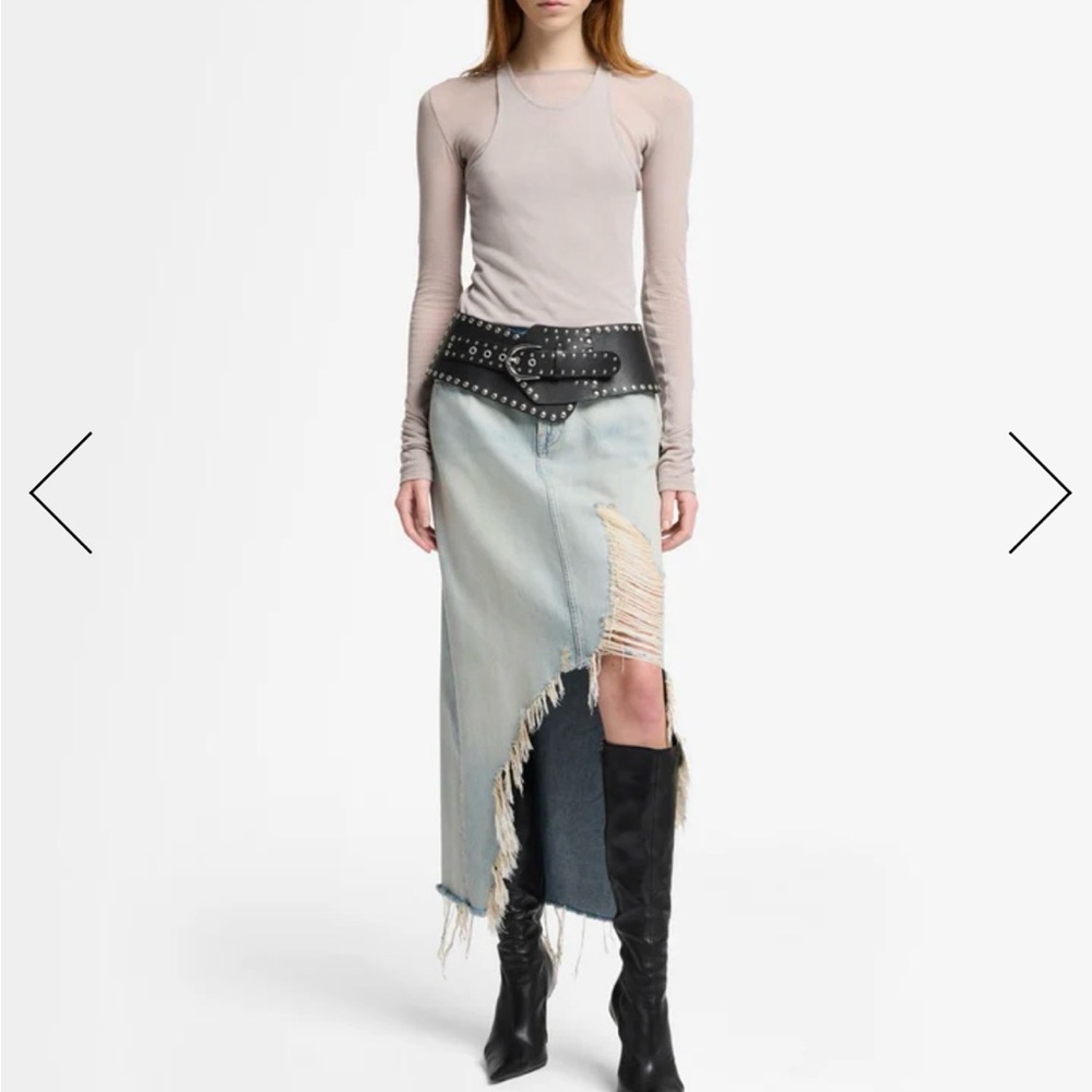 AmAzInG 7 For All Mankind Asymmetrical Light Blue Denim Skirt 28 NWT